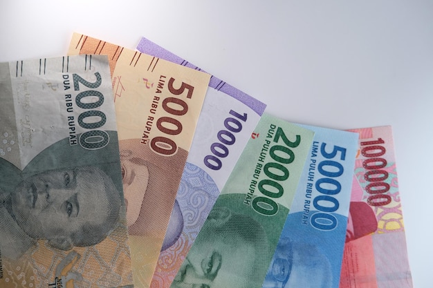 close up of indonesia rupiah banknotes