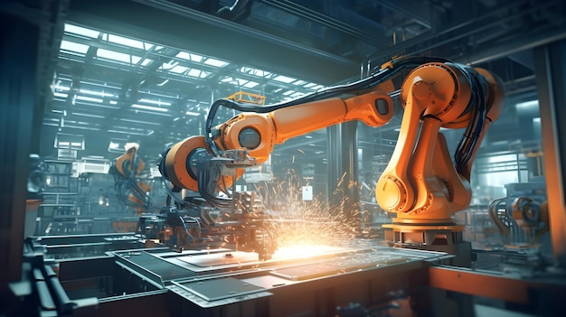 Close-up industriële machine robot industrieel productieproces Generatieve AI