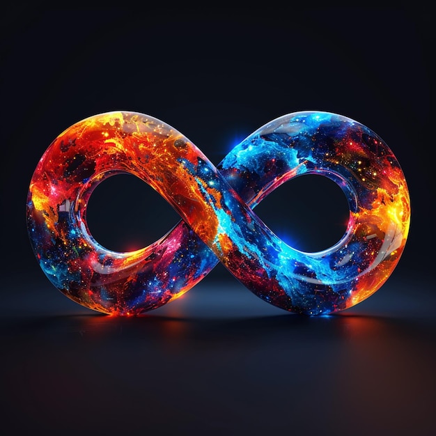 a close up of a infinity sign with a galaxy background generative ai