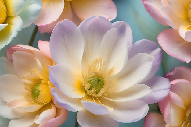 close-up ingewikkeld bloemblaadje met pastelkleurige tint