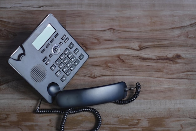 Close-up of ip phone on floor