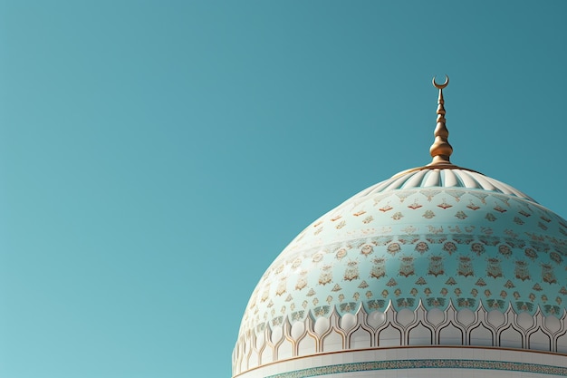 close up of islamic dome with blue sky ramadan kareem holiday celebration concept