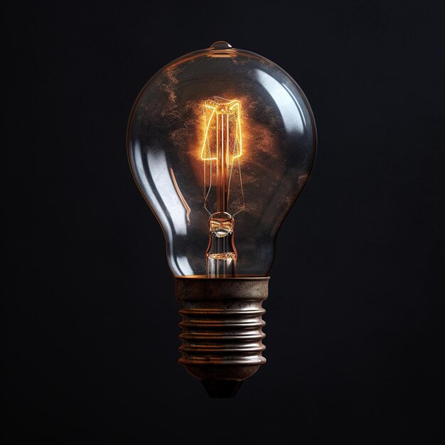 a close up of an isolated light bulb on dark backround