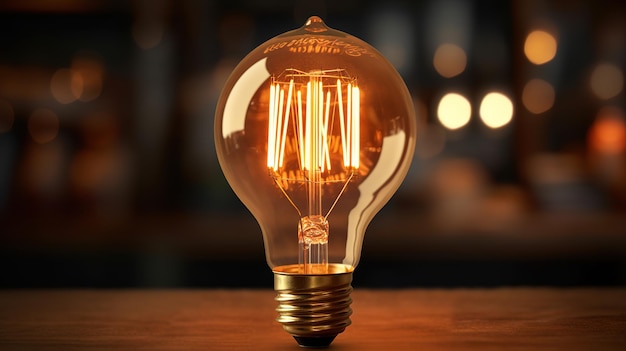 a close up of an isolated light bulb on dark backround