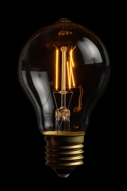 a close up of an isolated light bulb on dark backround