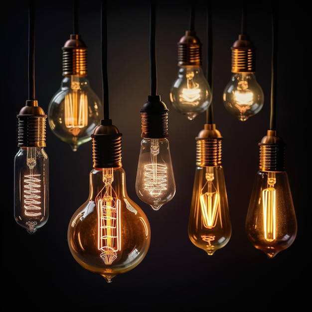 a close up of an isolated light bulb on dark backround