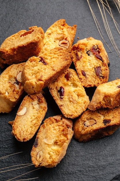 Photo close up on italian almond biscuits