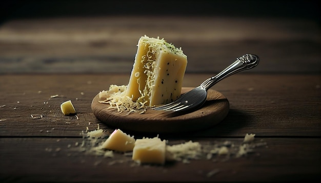 Close up of italian pasta on a wooden plate with knife and forkgenerative ai