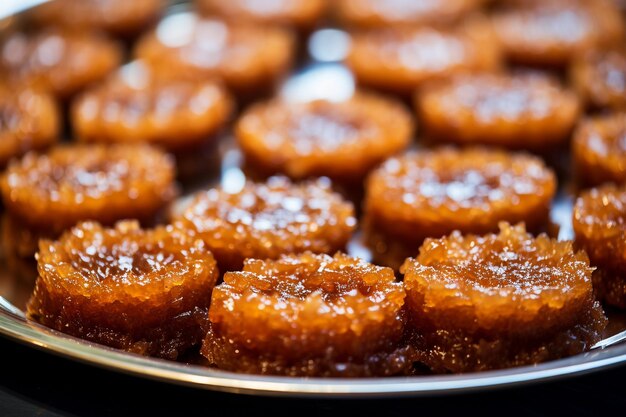 Photo close up of jaggery gur sandesh a traditional indian sweet