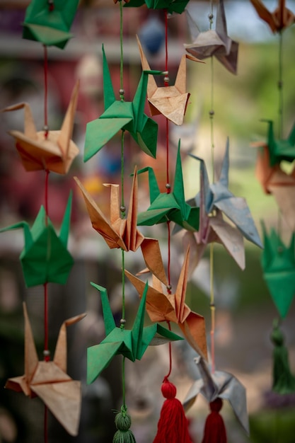 close-up of japanese decorations