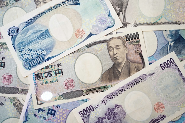 Close up japanese yen bills