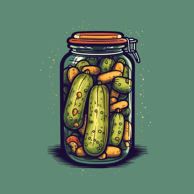 Photo a close up of a jar of pickles on a table generative ai