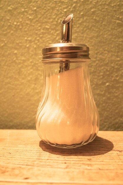 Close-up of jar on table