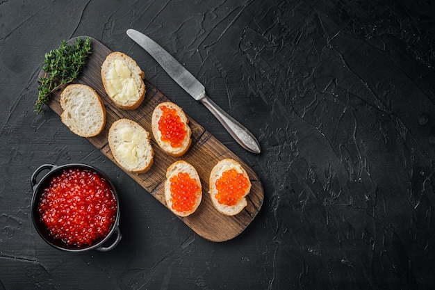 Close up on jars with delicious caviar