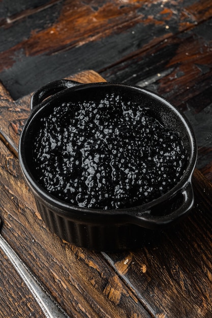 Close up on jars with delicious caviar