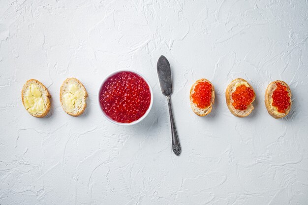 Close up on jars with delicious caviar