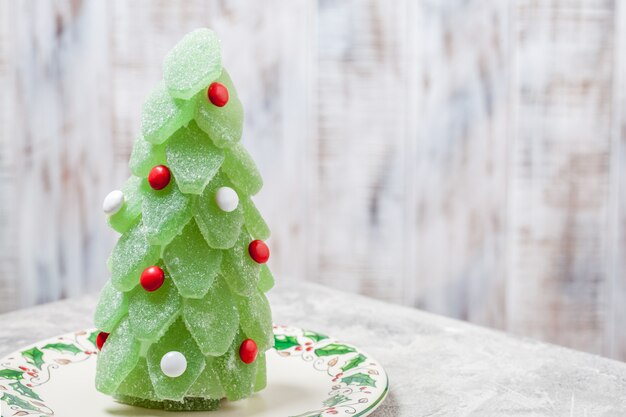 Close up on jelly candy christmas tree