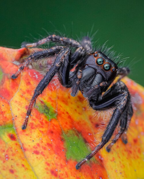 Photo close-up of jumping spider maybe evarcha species