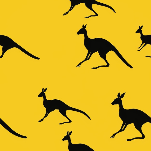 Photo a close up of a kangaroo and a kangaroo on a yellow background generative ai