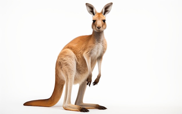 白い背景のカンガルーのクローズアップ