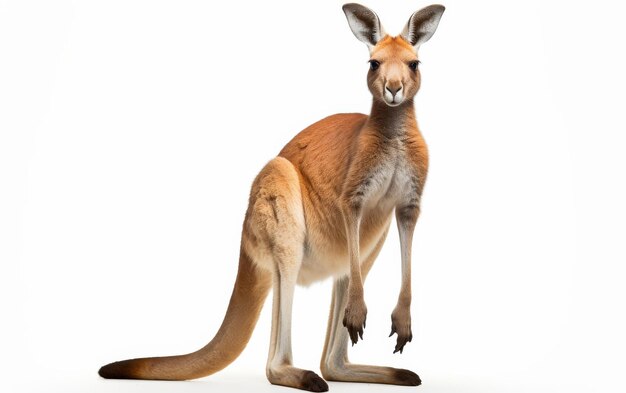 Близкий взгляд на кенгуру на белом фоне