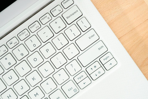 Close up of keyboard of modern laptop.