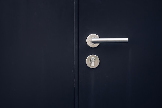 Close up keys lock in black door color