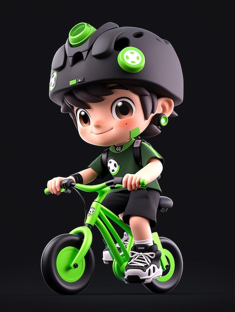 A close up of a kid on a bike with a helmet on generative ai