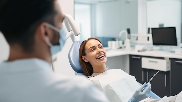 Close up to a kid getting his braces installed on his teeth by a professional dentist