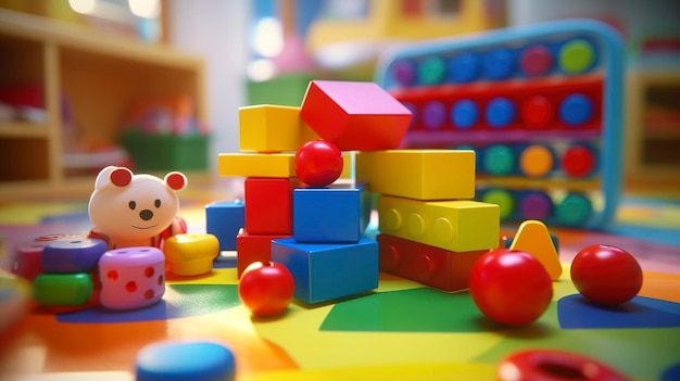 Close up of Kindergarten Learning Materials and Toys