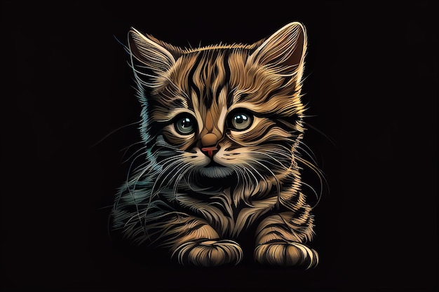 Close up of kitten sitting on black background generative ai