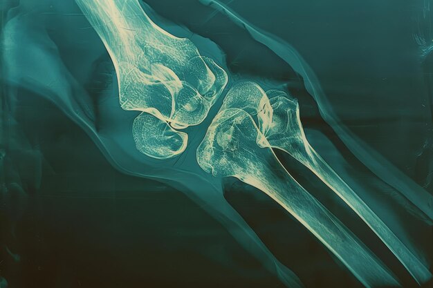 Photo a close up of a knee joint with a white haze surrounding it