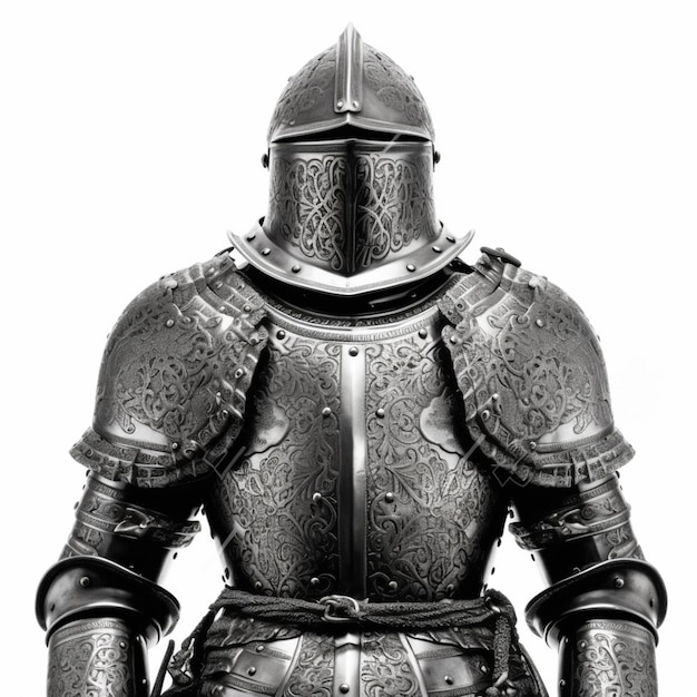 A close up of a knight in a full armor suit generative ai