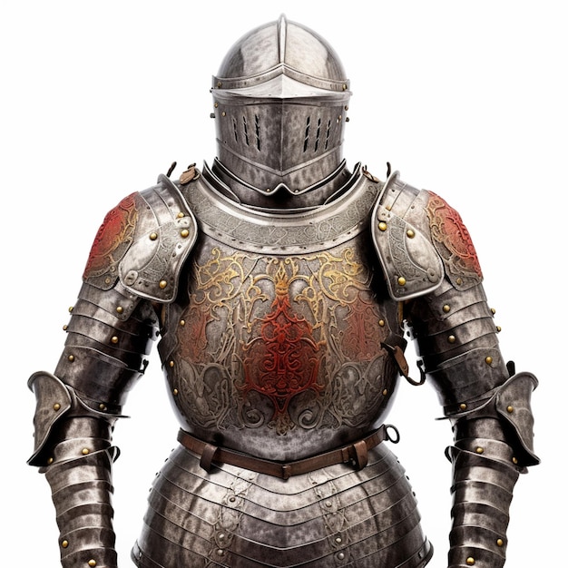 A close up of a knight in a full armor suit generative ai