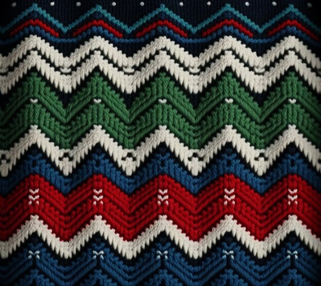 a close up of a knitted blanket with a red generative ai