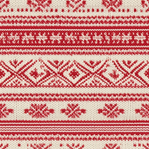 a close up of a knitted red and white pattern generative ai