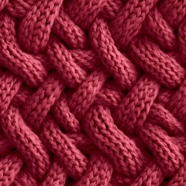A close up of a knitted texture that is red.