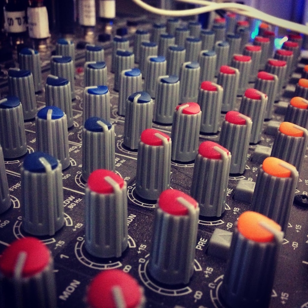 Photo close-up of knobs on sounder mixer