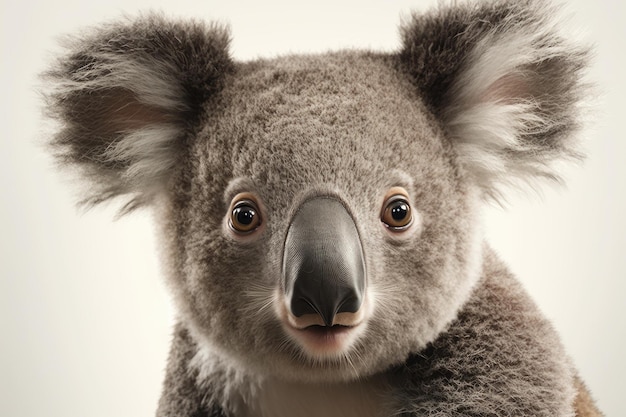 Close up of Koala white background Generative AI AIG16