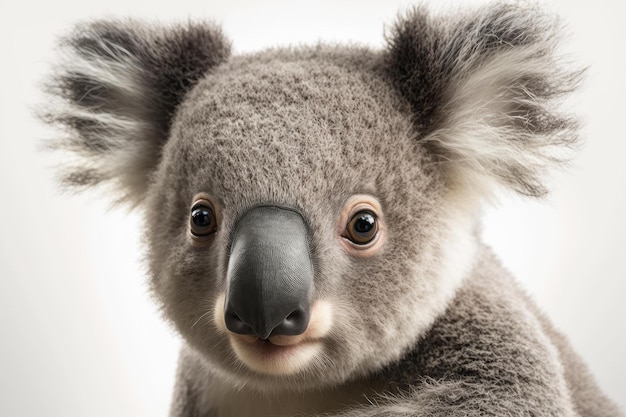 Close up of Koala white background Generative AI AIG16