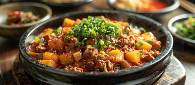 Close Up of Korean Rice Bowl on Table