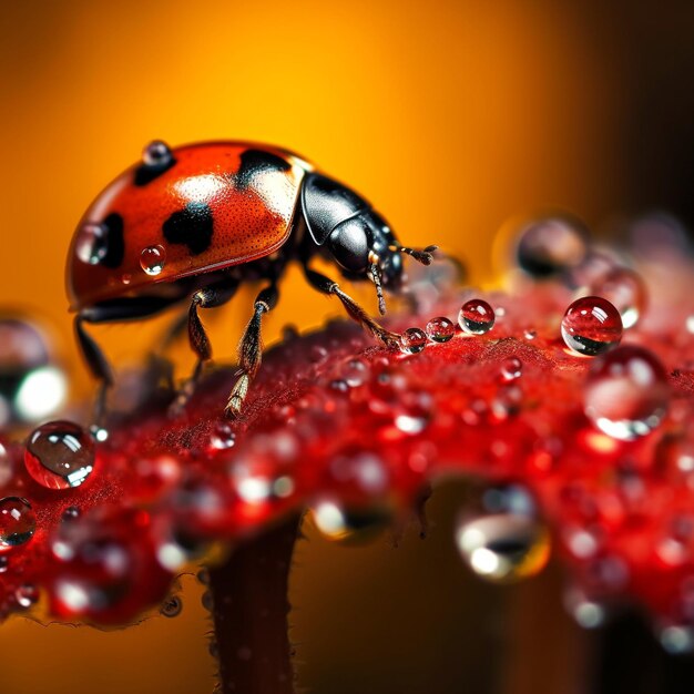 Photo close up ladybug