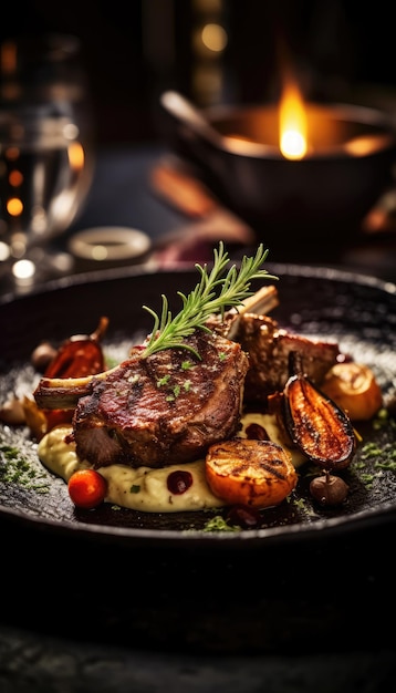 A close up of Lamb meat on a chopping board ready to eat