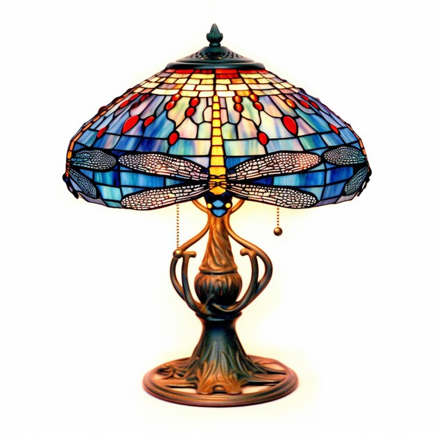 A close up of a lamp with a dragonfly on it generative ai