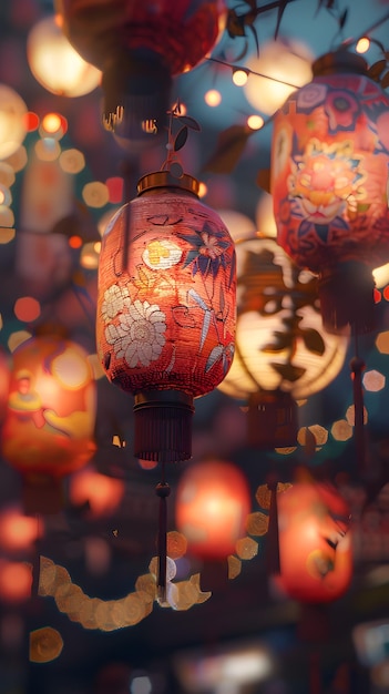 a close up of a lamp with a lot of lights in the background