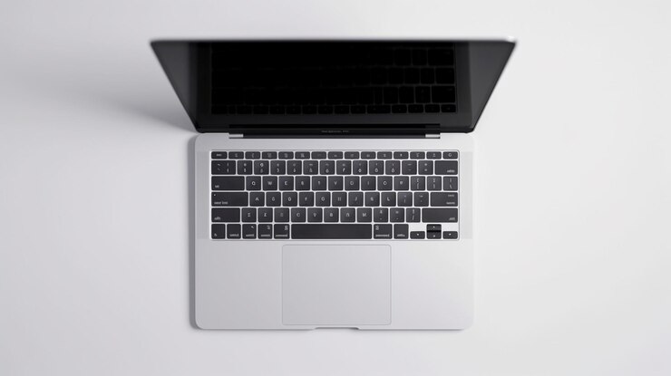 색 표면 생성 AI에 앉아있는 노트북 컴퓨터의 클로즈업
