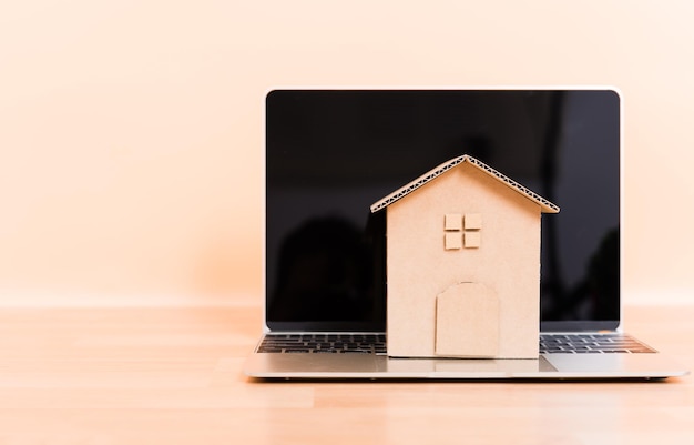 close-up of laptop on table