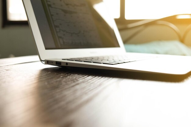 Close-up of laptop on table