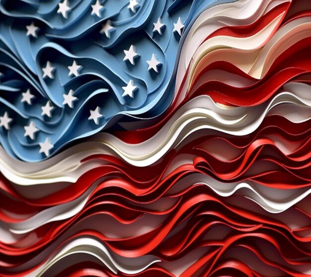 a close up of a large american flag made of paper generative ai