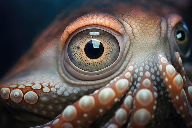 Close up of a large eyed octopus head that has just been caught